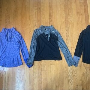 Nike Long Sleeve Quarter Zip Tops - Purple, Black, Gray